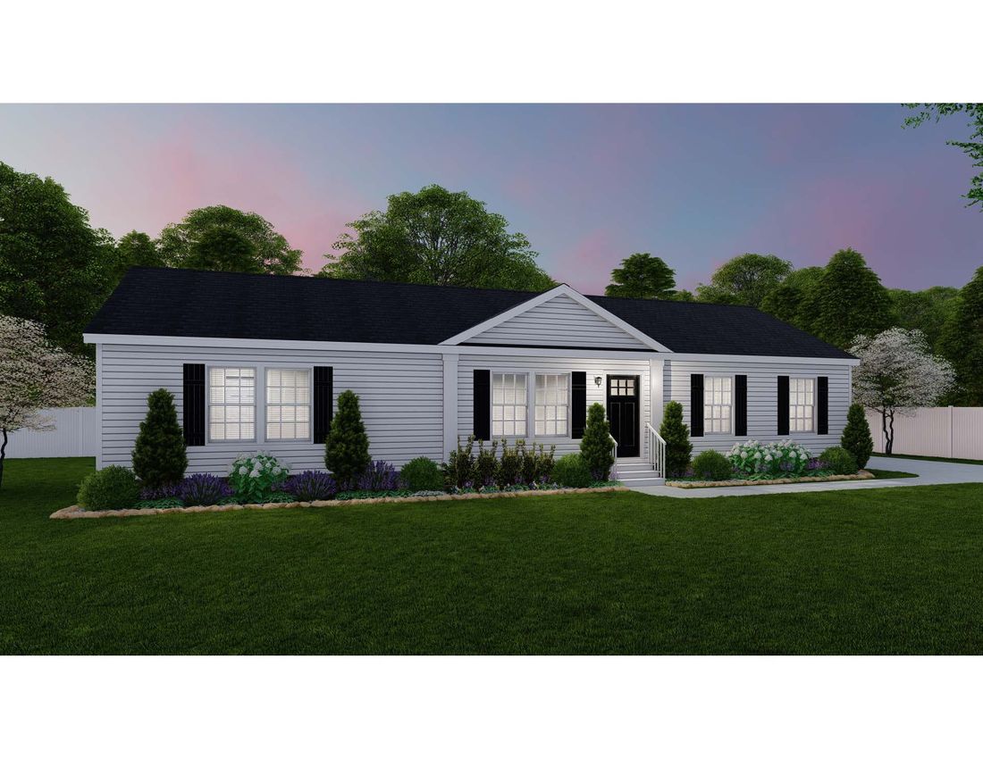 The 3558 JAMESTOWN Exterior. This Modular Home features 3 bedrooms and 2 baths.