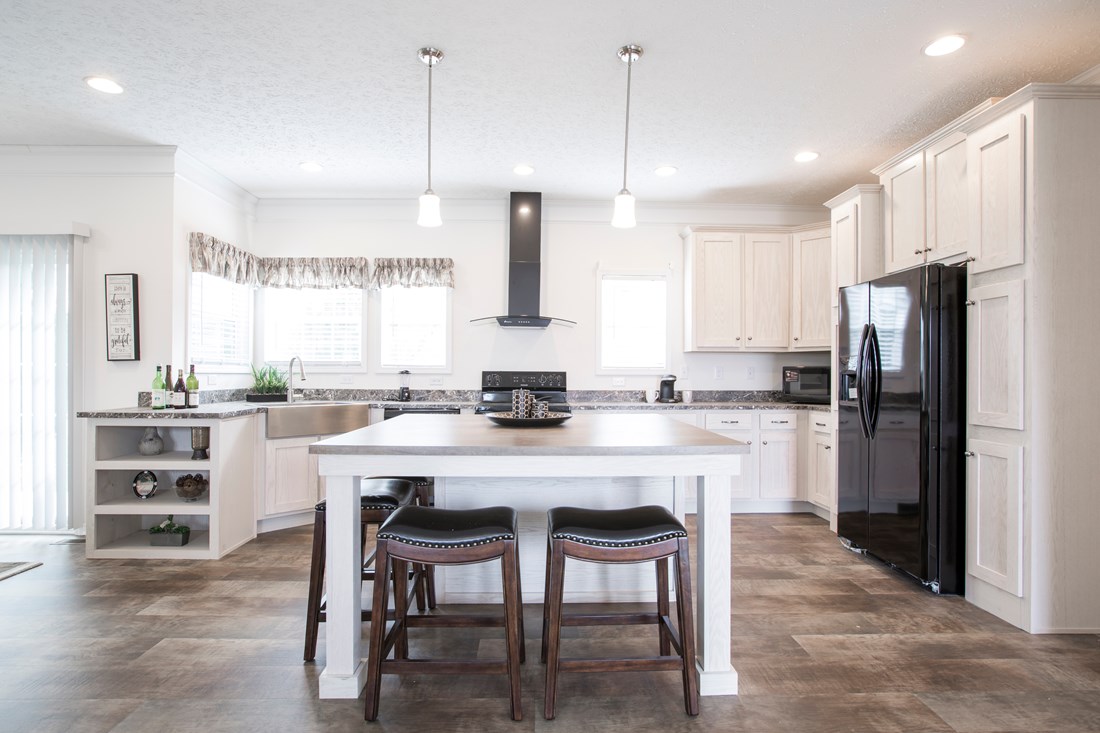 The 3558 JAMESTOWN Kitchen. This Manufactured Mobile Home features 3 bedrooms and 2 baths.
