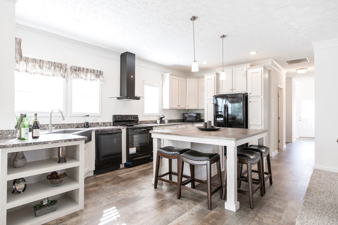 The 3558 JAMESTOWN Kitchen. This Manufactured Mobile Home features 3 bedrooms and 2 baths.